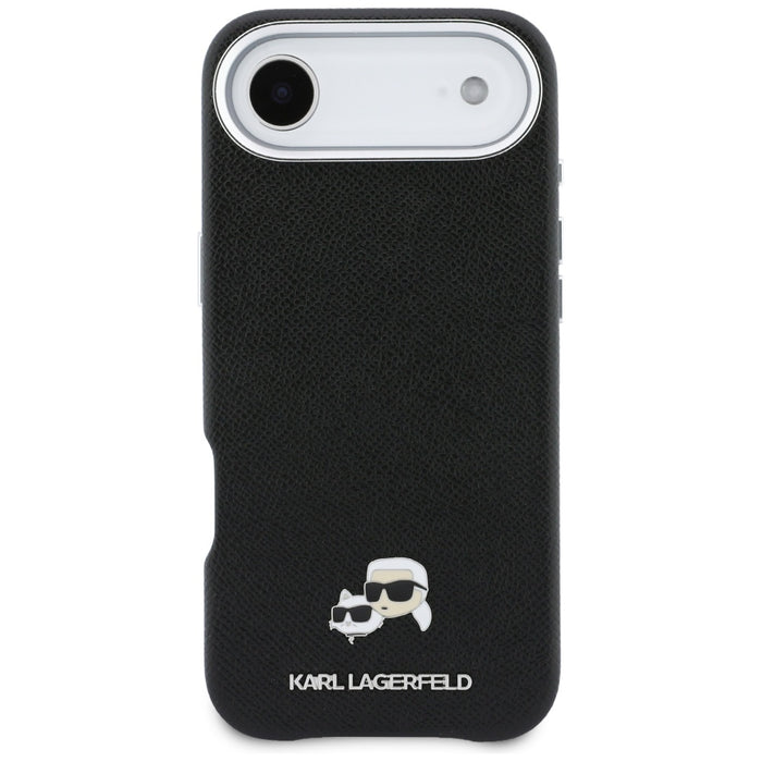 Karl Lagerfeld Karl &amp; Choupette Head Pins Saffiano MagSafe Case for iPhone Air - Black