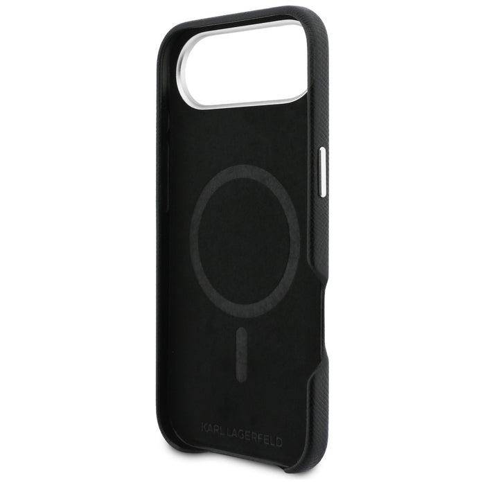 Karl Lagerfeld Karl &amp; Choupette Head Pins Saffiano MagSafe Case for iPhone Air - Black