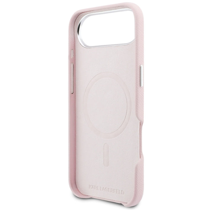 Karl Lagerfeld Karl &amp; Choupette Head Pins Saffiano MagSafe iPhone Air Case - Pink