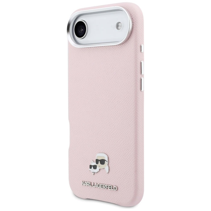 Karl Lagerfeld Karl &amp; Choupette Head Pins Saffiano MagSafe iPhone Air Case - Pink