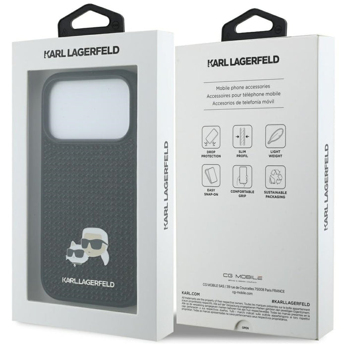 Karl Lagerfeld Rhinestones Karl&amp;Choupette Pin Case for iPhone 17 Pro - Black