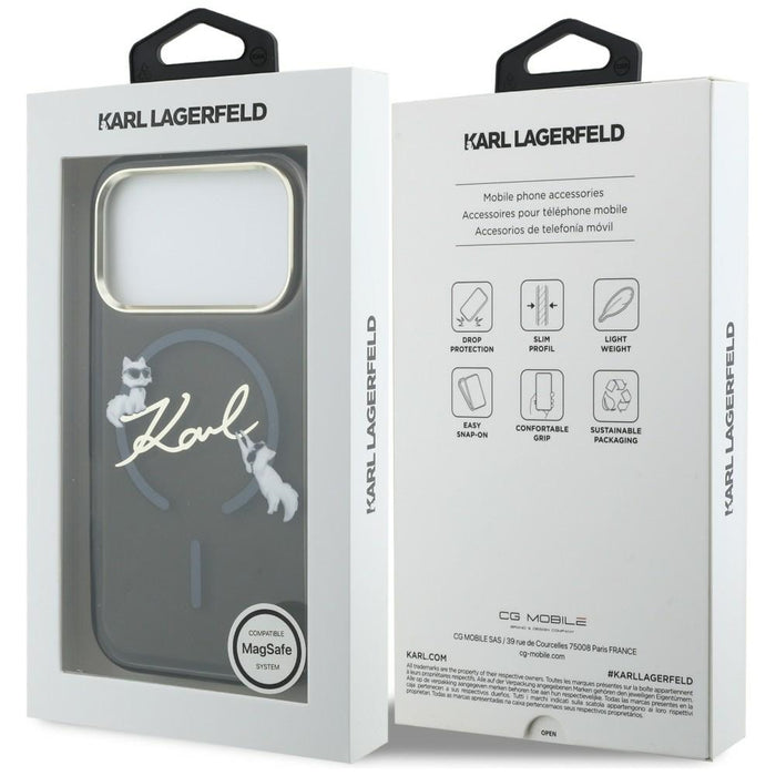 Karl Lagerfeld IML Choupettes Karl Script Logo MagSafe Case for iPhone 17 Pro Max - Black