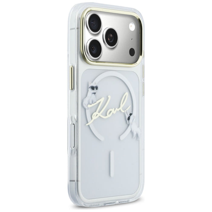 Karl Lagerfeld IML Choupettes Karl Script Logo MagSafe Case for iPhone 17 Pro Max - Clear