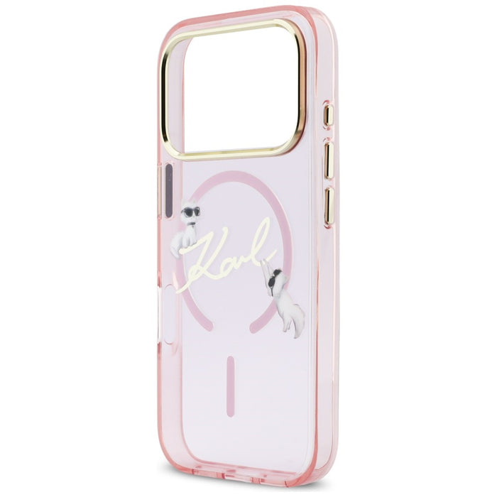 Karl Lagerfeld IML Choupettes Karl Script Logo MagSafe Case for iPhone 17 Pro Max - Pink
