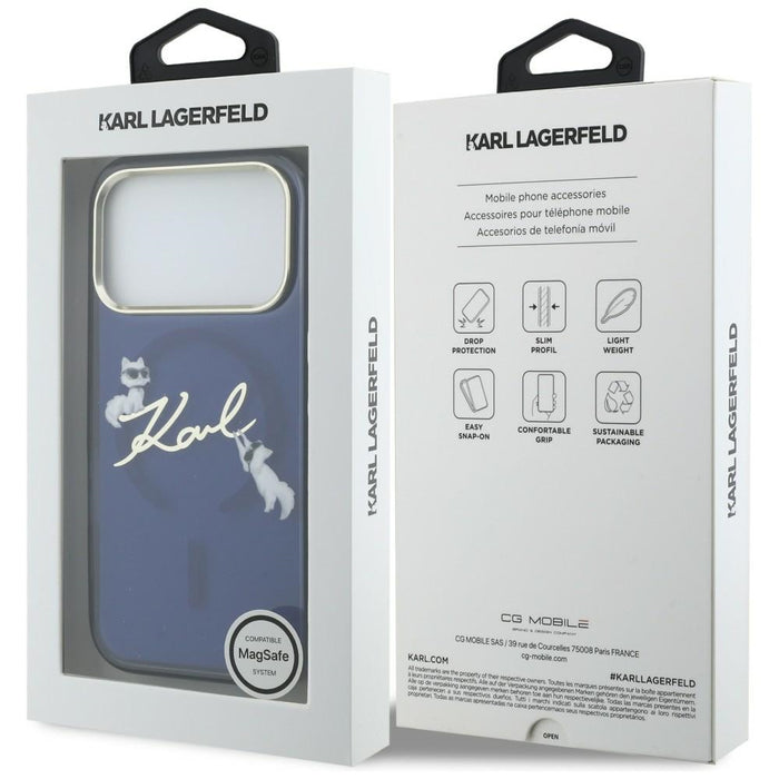 Karl Lagerfeld IML Choupettes Karl Script Logo MagSafe Case for iPhone 17 Pro - Blue