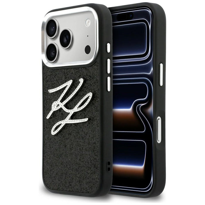 Karl Lagerfeld IML Glitter KL Diamond Logo Case for iPhone 17 Pro - Black