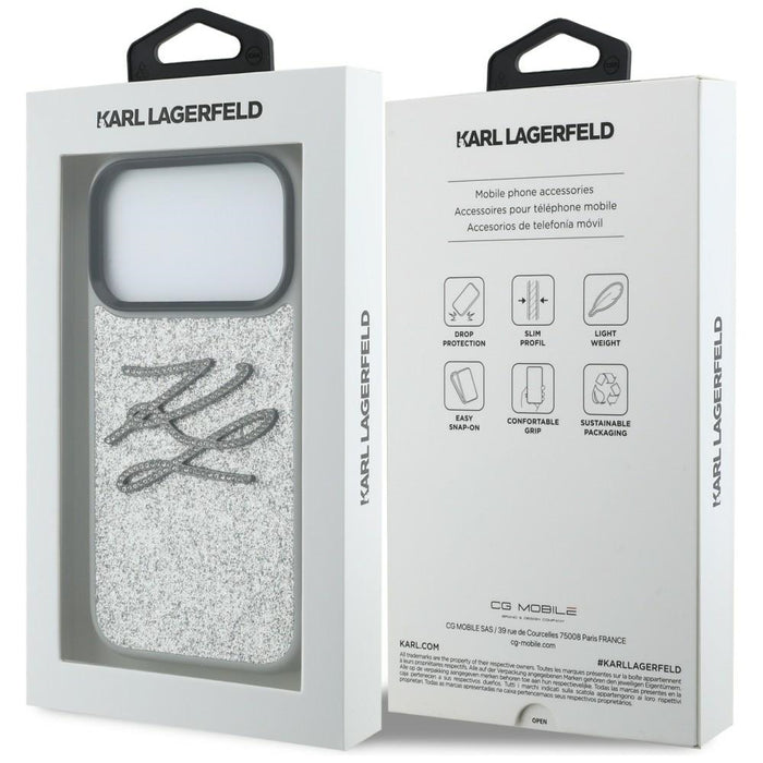 Karl Lagerfeld IML Glitter KL Diamond Logo case for iPhone 17 Pro - silver