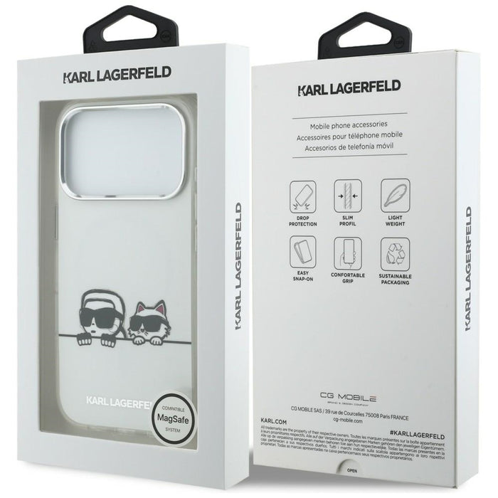 Karl Lagerfeld IML Karl & Choupette Peekaboo Logo MagSafe Case for iPhone 17 Pro - White