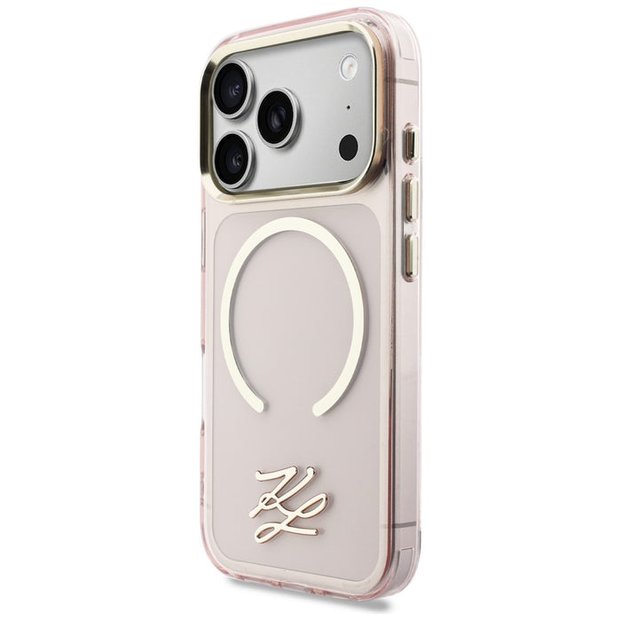 Karl Lagerfeld IML KL Script Logo MagSafe Case for iPhone 17 Pro Max - Pink