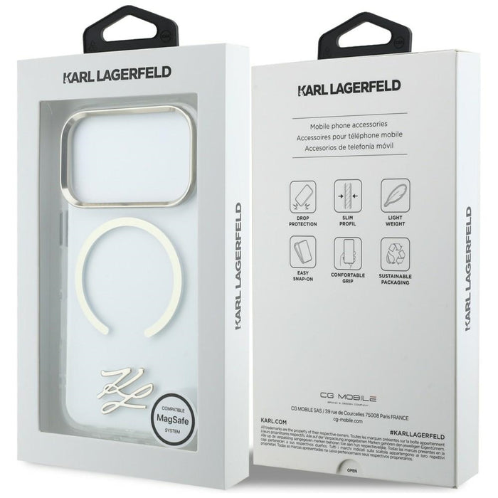 Karl Lagerfeld IML KL Script Logo MagSafe Case for iPhone 17 Pro - Clear