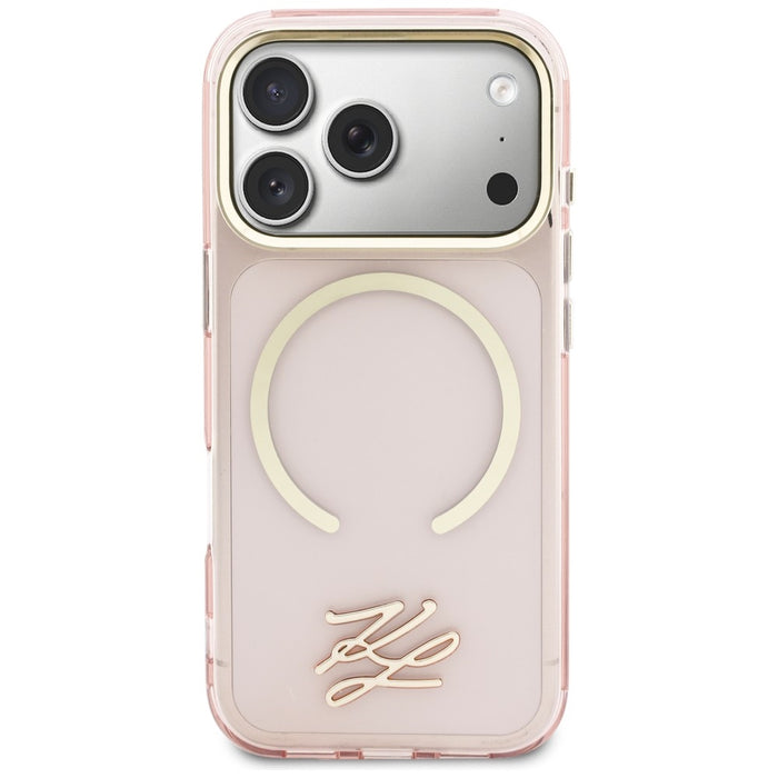 Karl Lagerfeld IML KL Script Logo MagSafe Case for iPhone 17 Pro - Pink
