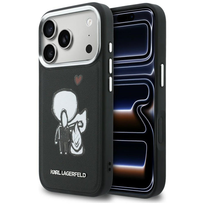 Karl Lagerfeld Karl &amp; Choupette Back Logo MagSafe Case for iPhone 17 Pro - Black
