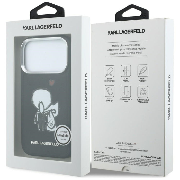 Karl Lagerfeld Karl &amp; Choupette Back Logo MagSafe Case for iPhone 17 Pro - Black