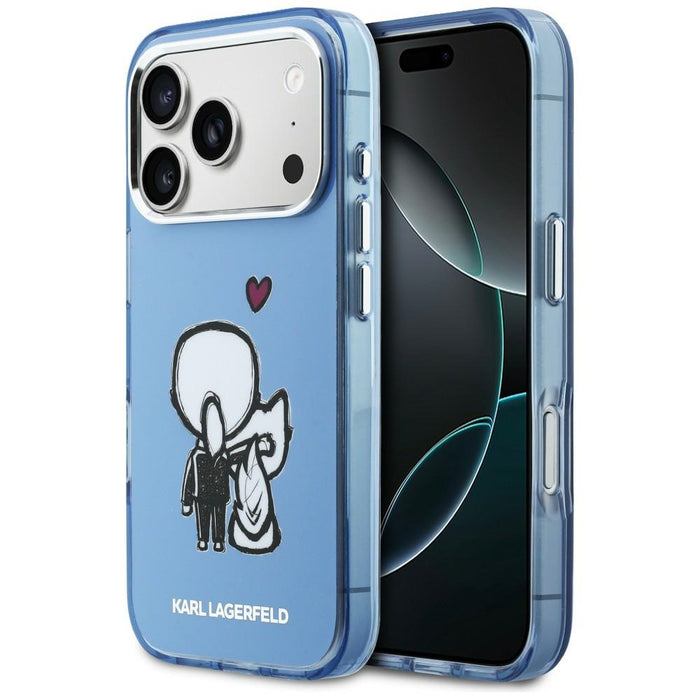 Karl Lagerfeld Karl &amp; Choupette Back MagSafe Case for iPhone 17 Pro Max - Blue
