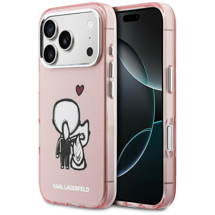 Karl Lagerfeld Karl &amp; Choupette Back MagSafe Case for iPhone 17 Pro - Pink