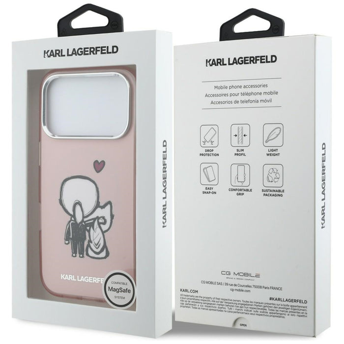 Karl Lagerfeld Karl &amp; Choupette Back MagSafe Case for iPhone 17 Pro - Pink