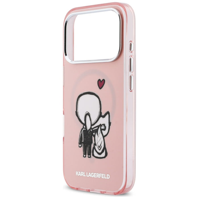 Karl Lagerfeld Karl &amp; Choupette Back MagSafe Case for iPhone 17 Pro - Pink