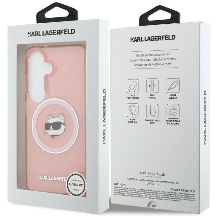 Karl Lagerfeld IML Repeated Choupette MagSafe Case for Samsung Galaxy S26 Plus - Pink