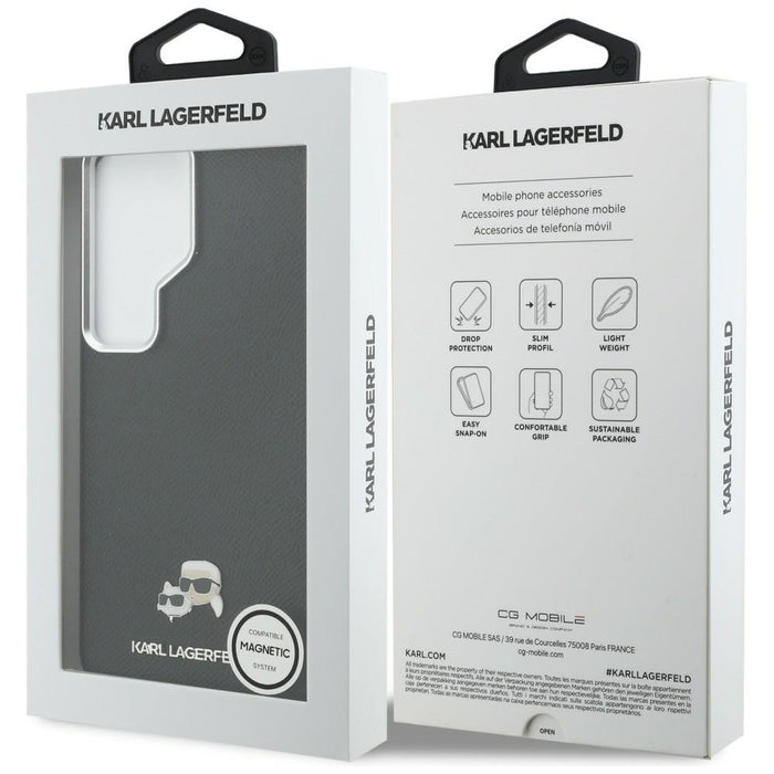 Karl Lagerfeld Saffiano KC Metal Logo MagSafe Case for Samsung Galaxy S26 Ultra Black