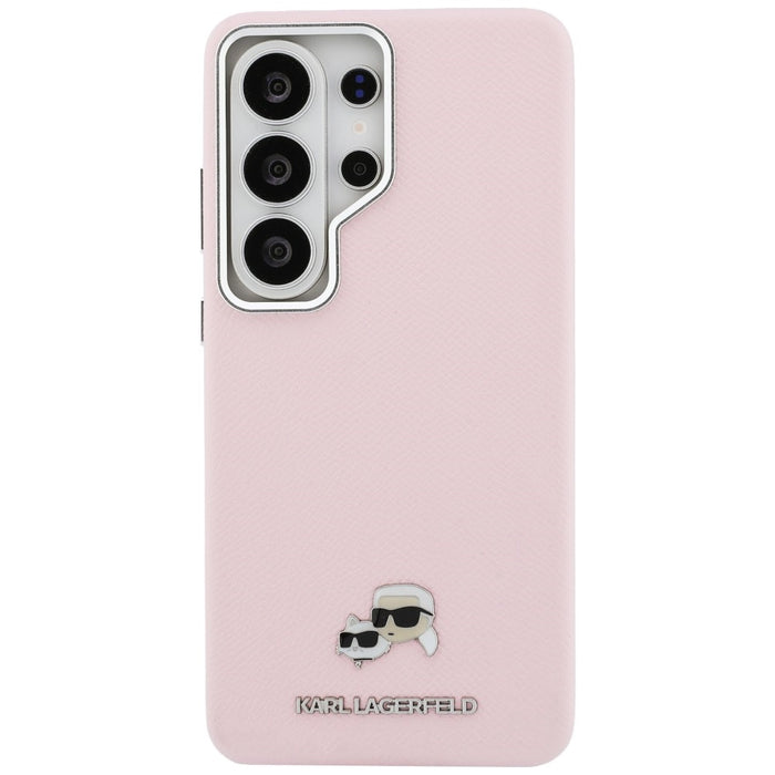 Karl Lagerfeld Saffiano KC Metal Logo MagSafe Case for Samsung Galaxy S26 Ultra - Pink