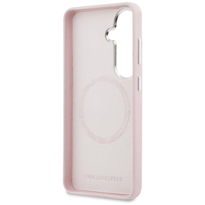 Karl Lagerfeld Saffiano KC Metal Logo MagSafe Case for Samsung Galaxy S26+ - Pink