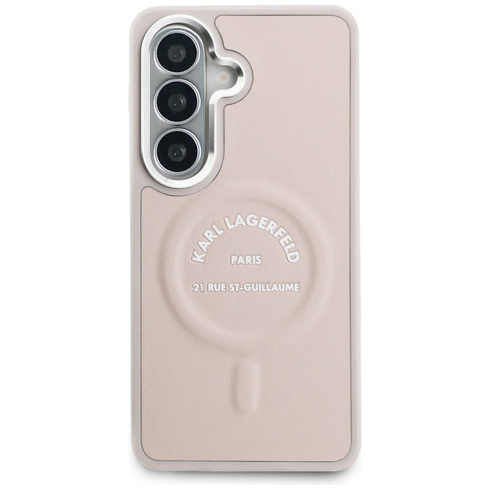 Karl Lagerfeld Embossed Ring RSG Logo MagSafe Case for Samsung Galaxy S26 - Pink