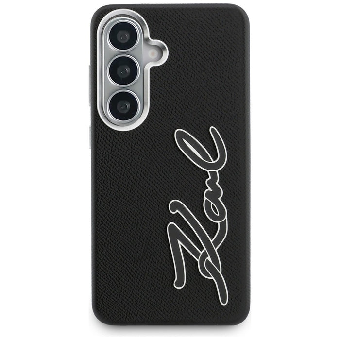 Karl Lagerfeld Grained Signature Metal Resin Logo Case for Samsung Galaxy S26 - Black