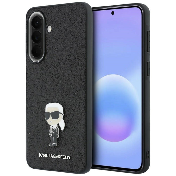 Karl Lagerfeld Fixed Glitter Ikonik Logo Metal Pin Case for Samsung Galaxy A37 5G - Black
