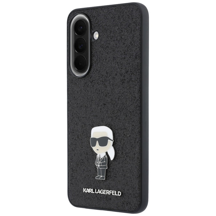 Karl Lagerfeld Fixed Glitter Ikonik Logo Metal Pin Case for Samsung Galaxy A37 5G - Black