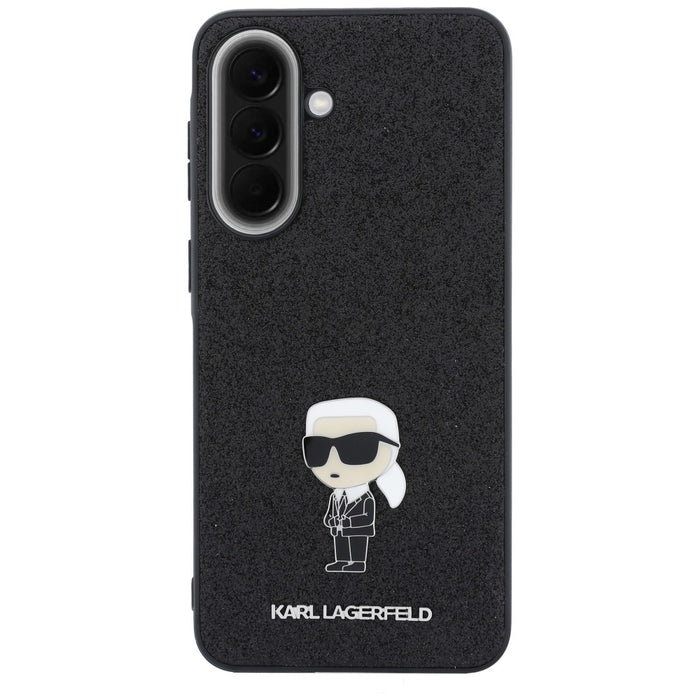 Karl Lagerfeld Fixed Glitter Ikonik Logo Metal Pin Case for Samsung Galaxy A37 5G - Black