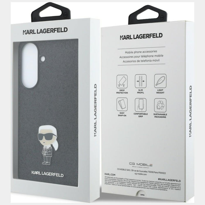 Karl Lagerfeld Fixed Glitter Ikonik Logo Metal Pin Case for Samsung Galaxy A37 5G - Black