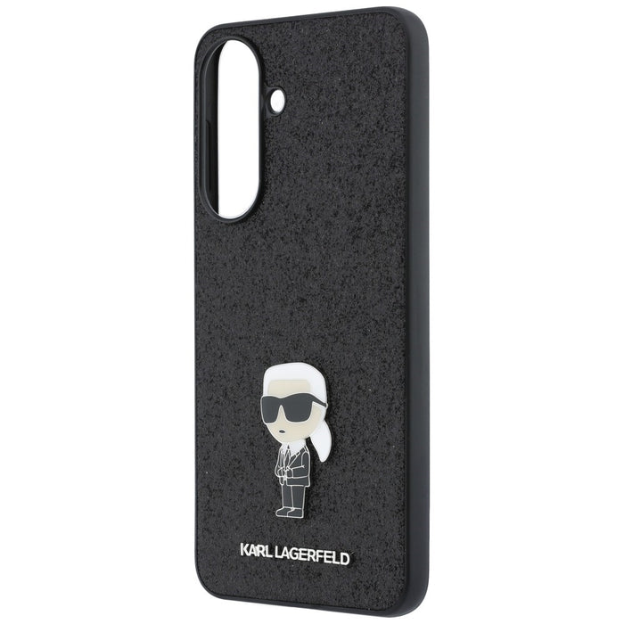 Karl Lagerfeld Fixed Glitter Ikonik Logo Metal Pin Case for Samsung Galaxy A57 5G - Black