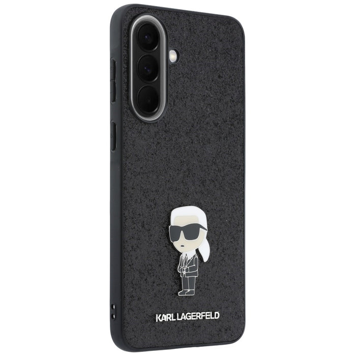 Karl Lagerfeld Fixed Glitter Ikonik Logo Metal Pin Case for Samsung Galaxy A57 5G - Black