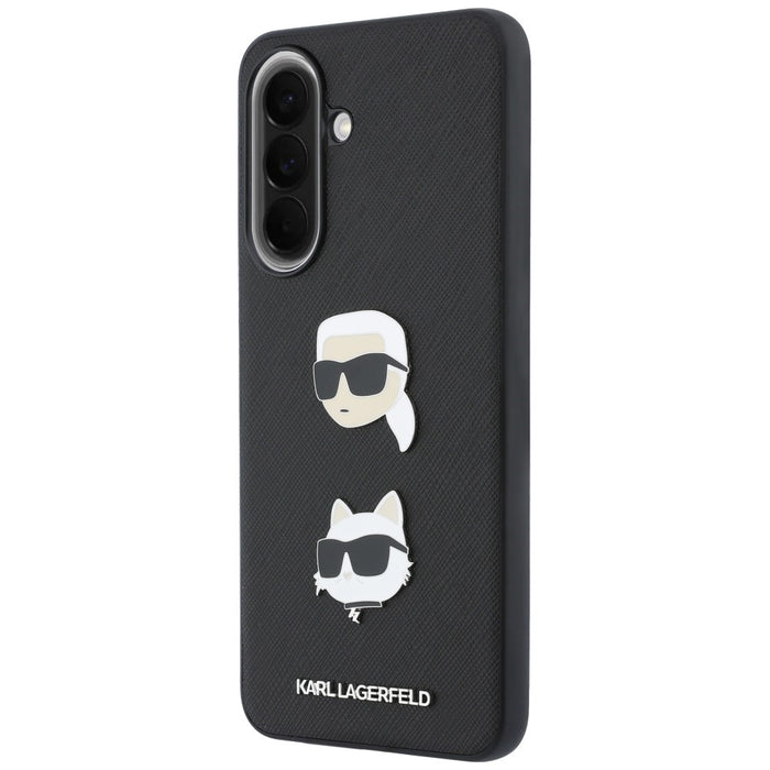 Karl Lagerfeld Case with Karl&Choupette Heads Pins&Logo for Samsung Galaxy A37 5G - Black
