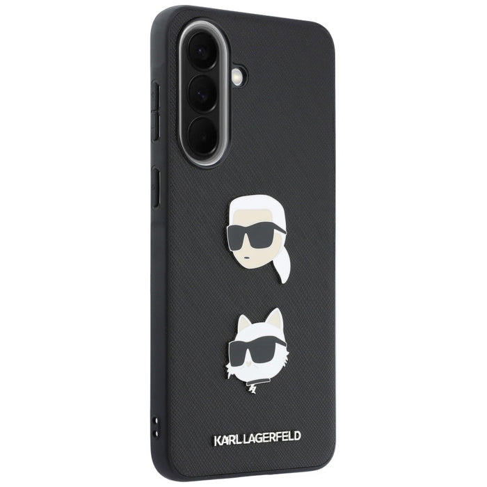 Karl Lagerfeld Case with Karl&Choupette Heads Pins&Logo for Samsung Galaxy A37 5G - Black