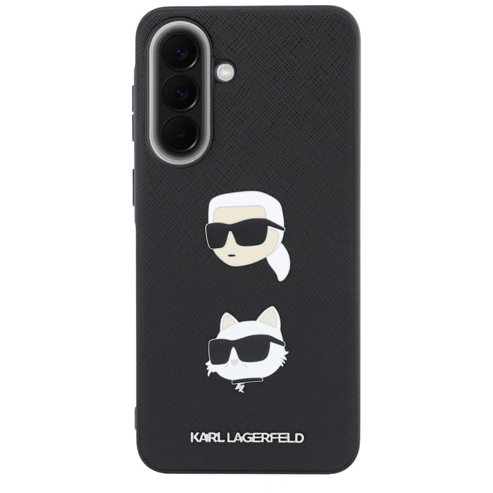 Karl Lagerfeld Case with Karl&Choupette Heads Pins&Logo for Samsung Galaxy A57 5G - Black