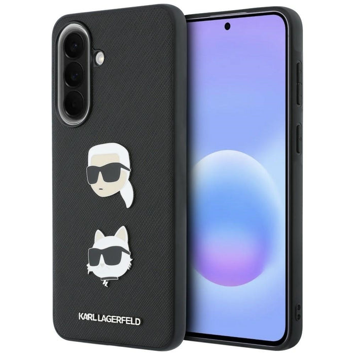Karl Lagerfeld Case with Karl&Choupette Heads Pins&Logo for Samsung Galaxy A57 5G - Black