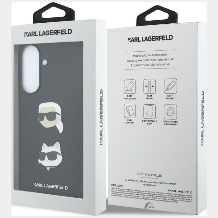 Karl Lagerfeld Case with Karl&Choupette Heads Pins&Logo for Samsung Galaxy A57 5G - Black