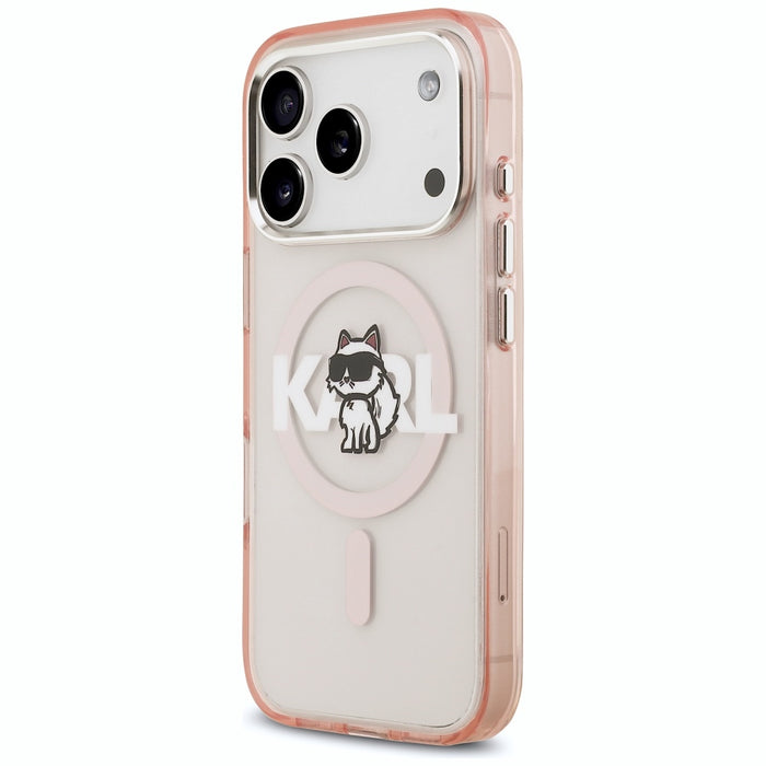Karl Lagerfeld IML Choupette Sketch Logo MagSafe Case for iPhone 17 Pro - Pink