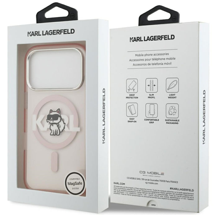 Karl Lagerfeld IML Choupette Sketch Logo MagSafe Case for iPhone 17 Pro - Pink