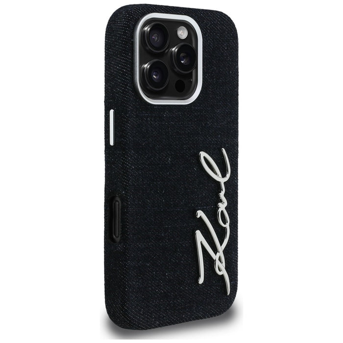 Karl Lagerfeld FW Jeans Signature Logo iPhone 16 Pro Case - Black