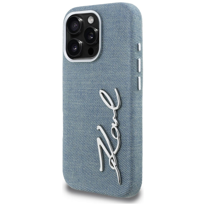 Karl Lagerfeld FW Jeans Signature Logo iPhone 16 Pro Case - Blue