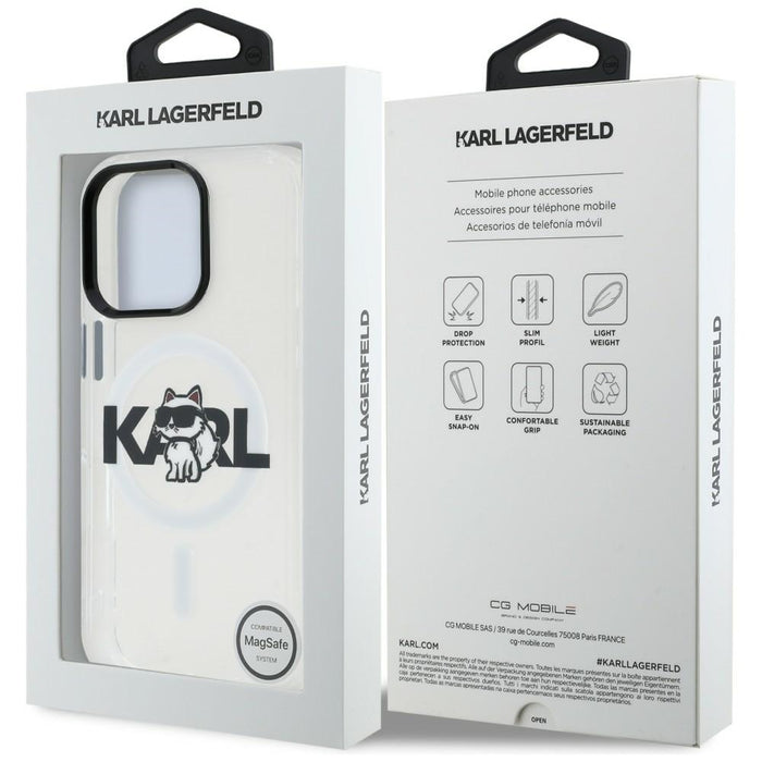 Karl Lagerfeld IML Choupette Sketch Logo MagSafe Case for iPhone 16 Pro Max - Clear