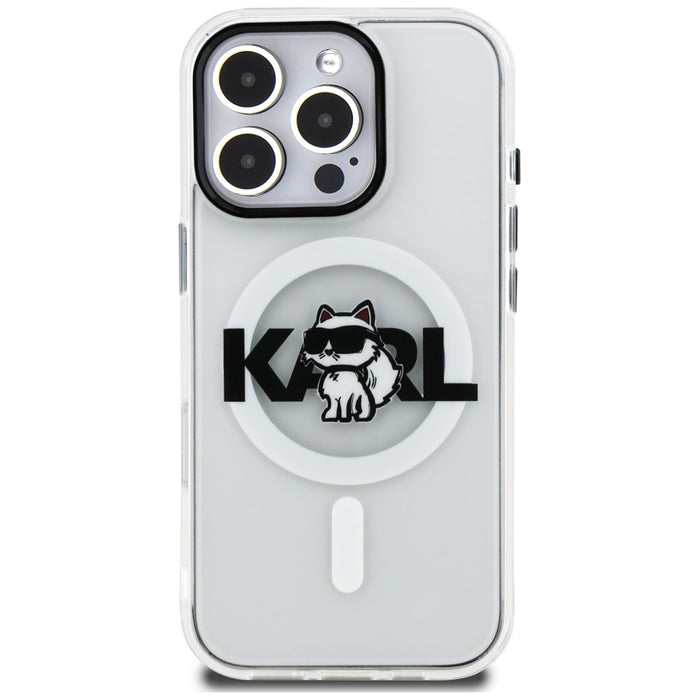 Karl Lagerfeld IML Choupette Sketch Logo MagSafe Case for iPhone 16 Pro Max - Clear