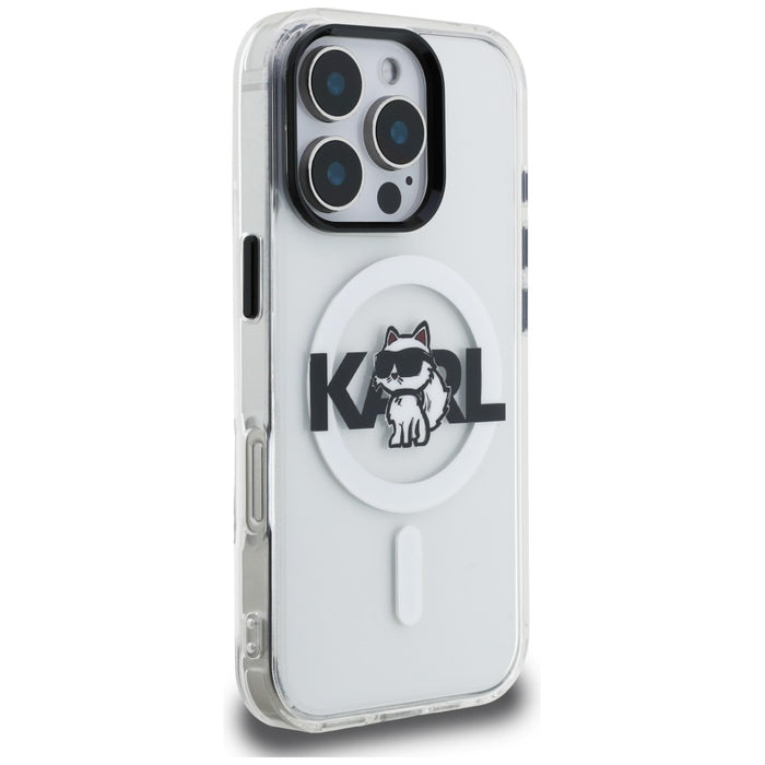Karl Lagerfeld IML Choupette Sketch Logo MagSafe Case for iPhone 16 Pro Max - Clear