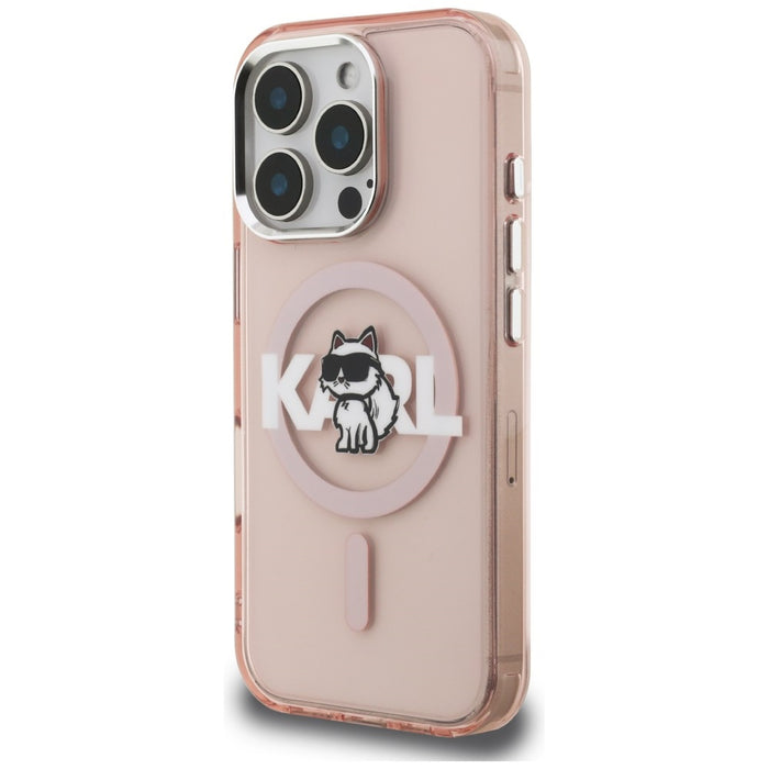 Karl Lagerfeld IML Choupette Sketch Logo MagSafe Case for iPhone 16 Pro Max - Pink