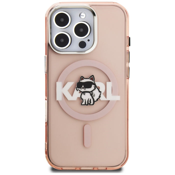 Karl Lagerfeld IML Choupette Sketch Logo MagSafe Case for iPhone 16 Pro Max - Pink