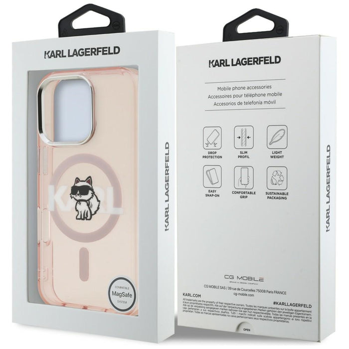 Karl Lagerfeld IML Choupette Sketch Logo MagSafe Case for iPhone 16 Pro Max - Pink