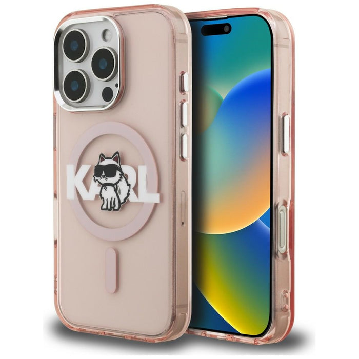Karl Lagerfeld IML Choupette Sketch Logo MagSafe Case for iPhone 16 Pro Max - Pink