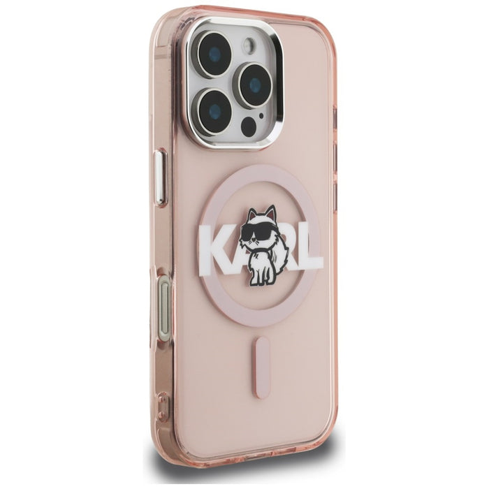Karl Lagerfeld IML Choupette Sketch Logo MagSafe Case for iPhone 16 Pro Max - Pink